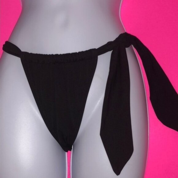 Victoria's Secret Black Side Tie Bikini Bottom - Size M - Picture 1 of 8